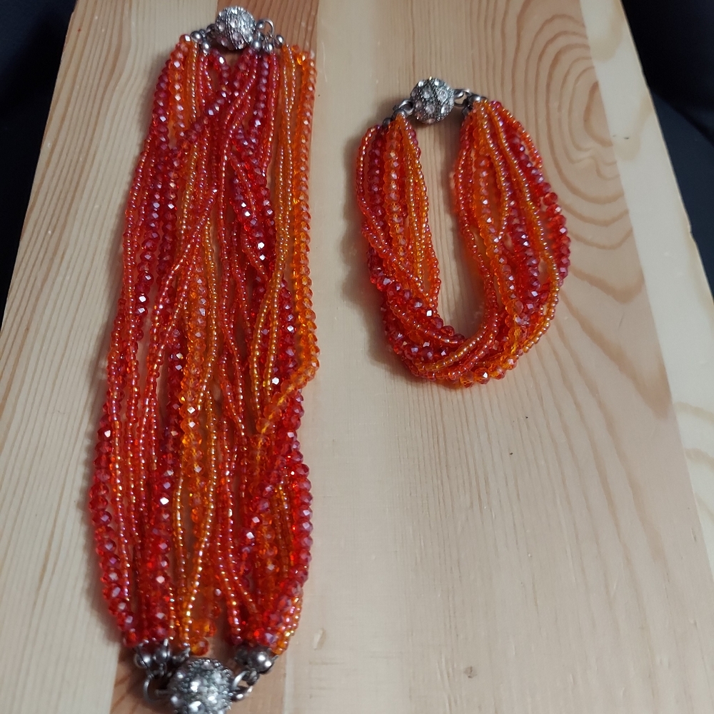 Premier Designs Red Orange & Silver Crystal… - Picture 8 of 12